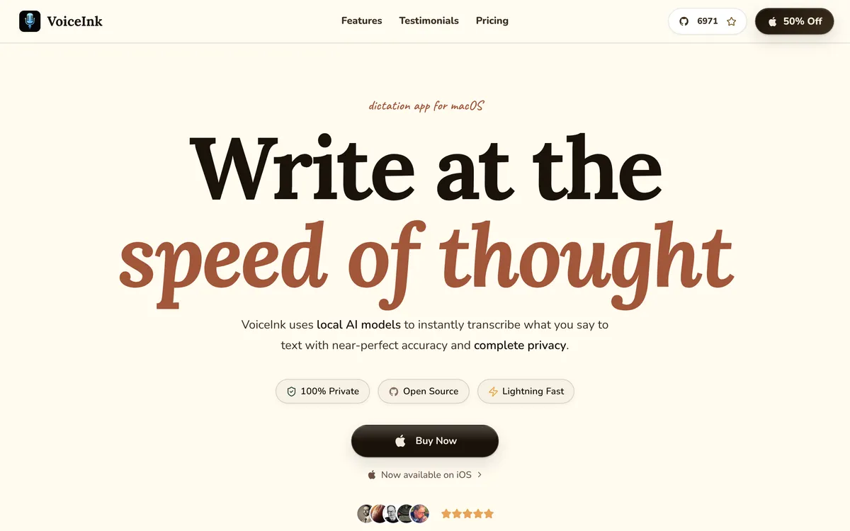 VoiceInk's home page